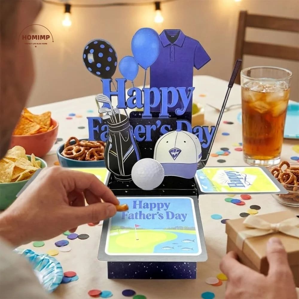 Cartes de vœux sur le thème du sport pour la fête des pères, ballons de golf, carte faite à la main, carte de vœux surprise, cartes de fête en papier, cadeau pour papa