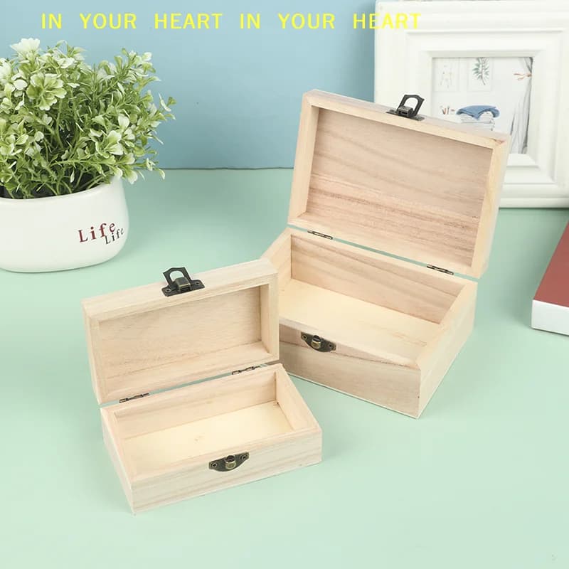 【X】Boîte en bois rectangulaire DIY, boîte multifonction en bois avec couvercle, boîte de rangement pour bijoux, décoration de la maison