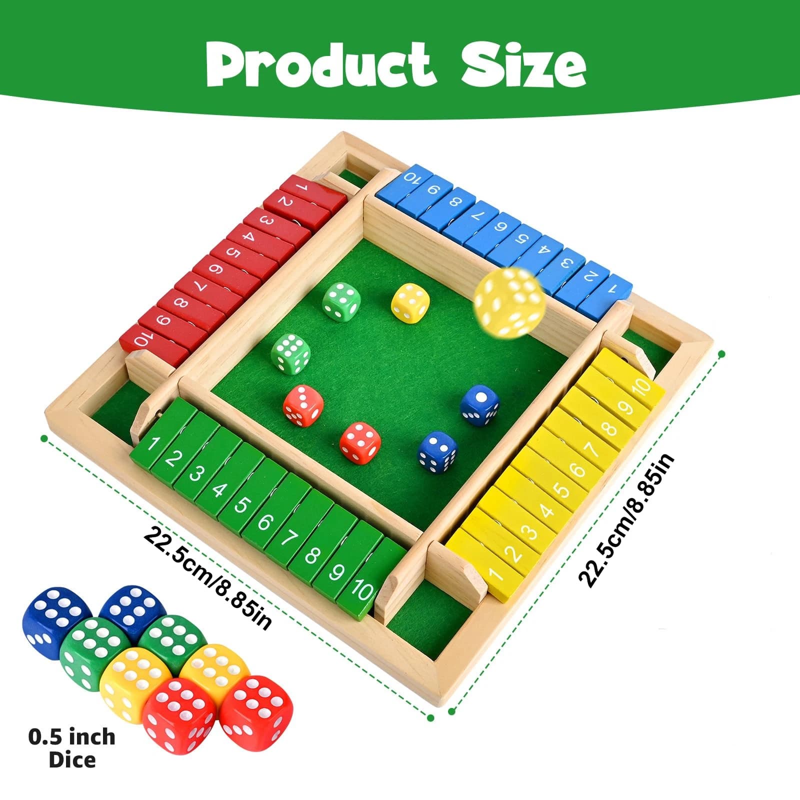 Jeu de société en bois, 1 boîte, jeu de dés pour 4 joueurs, jeu classique Shut The Box, jeu familial, jeu de développement des compétences