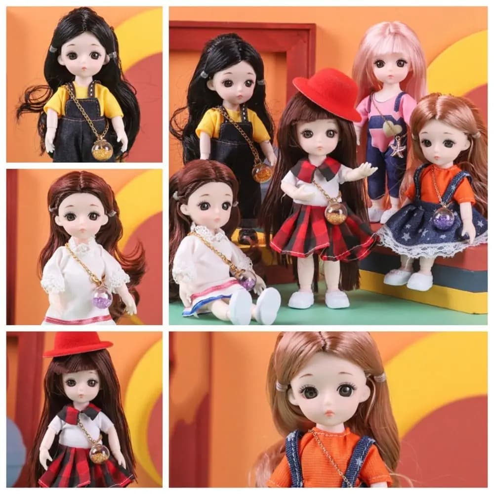BJD Butter Toys pour enfants, yeux 3D, visage en PVC, vêtements pour filles, accessoires mobiles, cadeau d'anniversaire, nouveau, 1/12, 16cm, 13