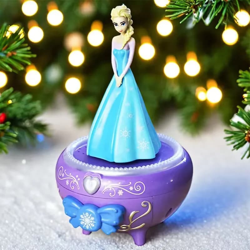 Boîte à musique Disney Mickey Mouse princesse avec boîte cadeau, figurines mignonnes, jouet d'anniversaire