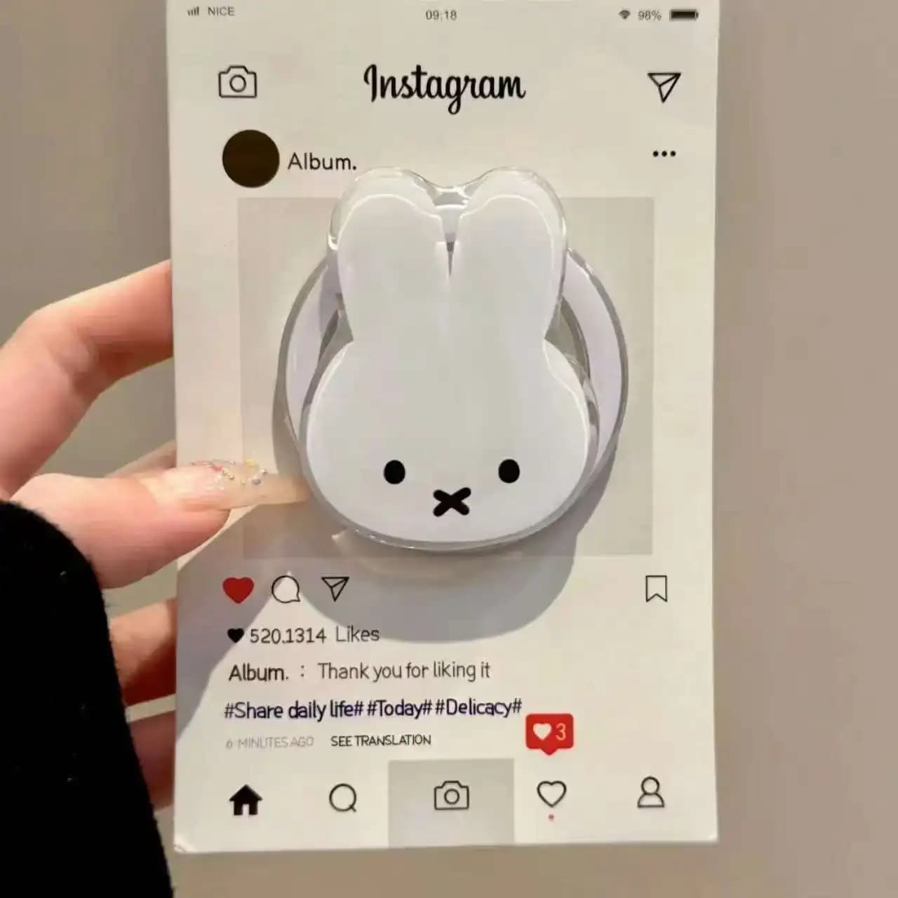 Support de téléphone magnétique Anime Kawaii Miffy Rabbit, support télescopique portable de dessin animé, support magnétique pour téléphone portable, support airbag, cadeaux pour filles