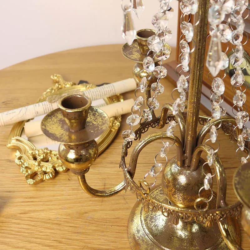 Bougeoir rétro léger de luxe en fer forgé, ornement romantique pour vieux ménage français, décoration d'ambiance de mariage