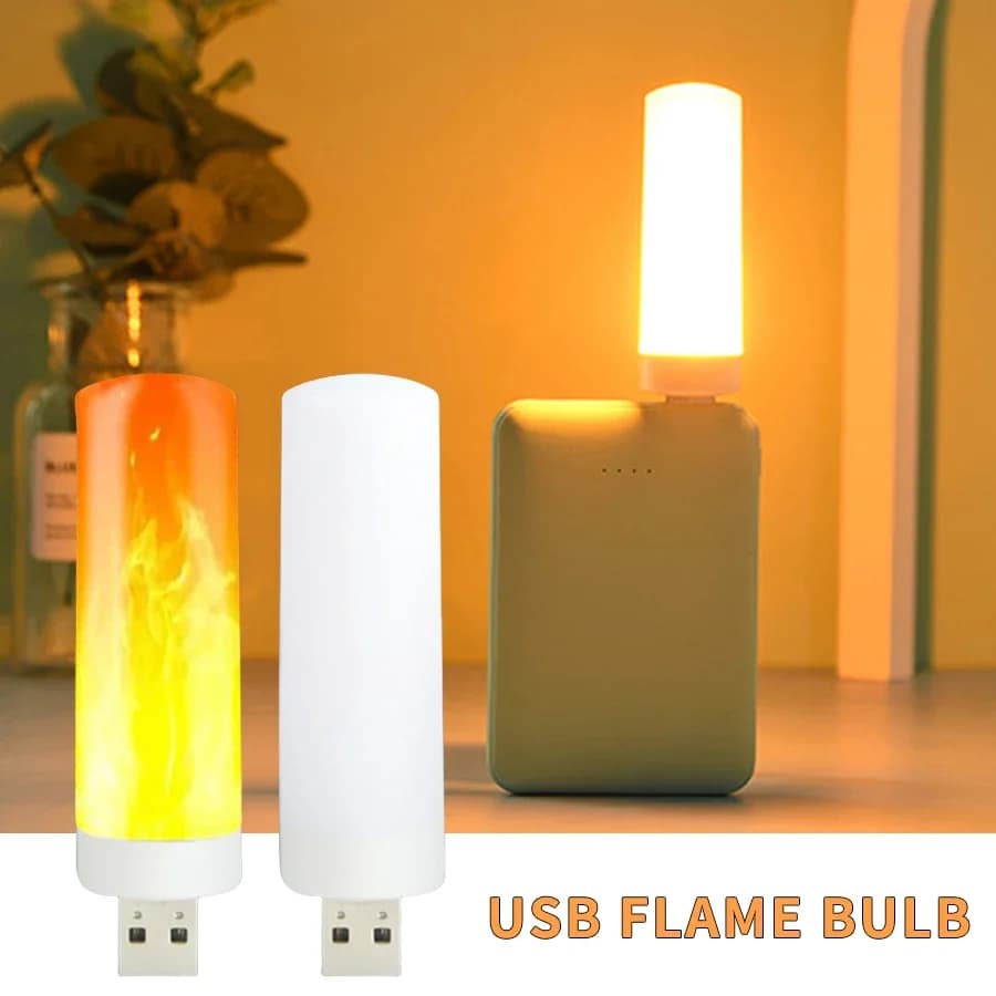 Lampe de nuit LED USB, ampoules à flamme simulée