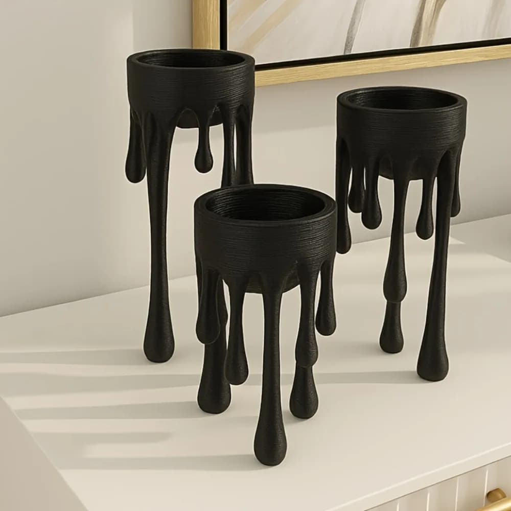 Ensemble de 3 porte-bougies créatifs effet cire fondante, design créatif, pour cheminée, table à manger, fête, décoration intérieure