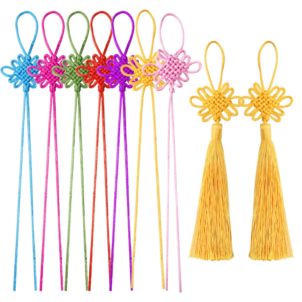 10 pièces/lot 26-30cm nœuds chinois colorés tricotés à la main glands pendentifs pour la fabrication de bijoux bricolage Festival fête décor à la maison accessoires