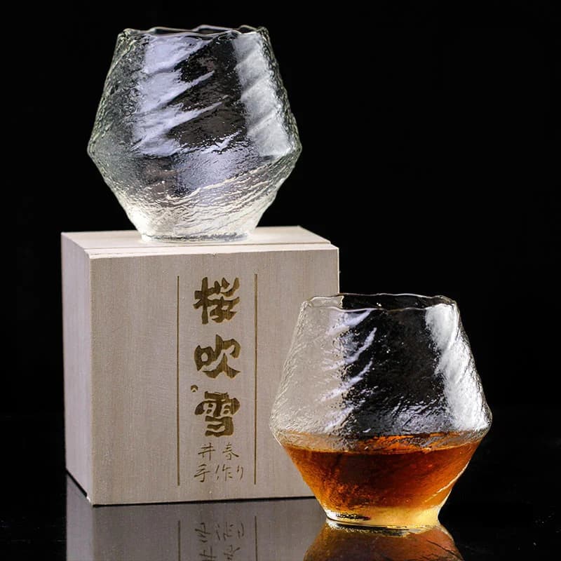 Verres de dégustation de whisky à neige de 420ml, motif de marteau japonais, tasse à boire du vin, flocons de neige tombant, gobelet à whisky à Air brumeux