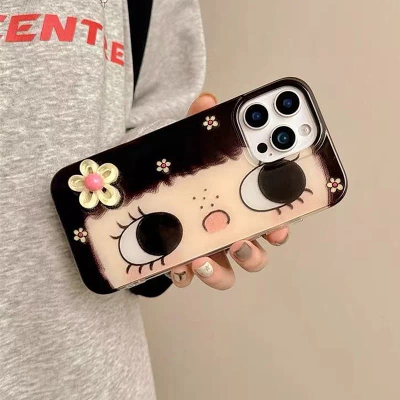 Étui pour PC |   Fille aux yeux de fleur |   Accessoires de fleurs 3D |   Cadeau pour meilleur ami |   Convient pour iPhone 11 12 13 14 15 16 Pro Max