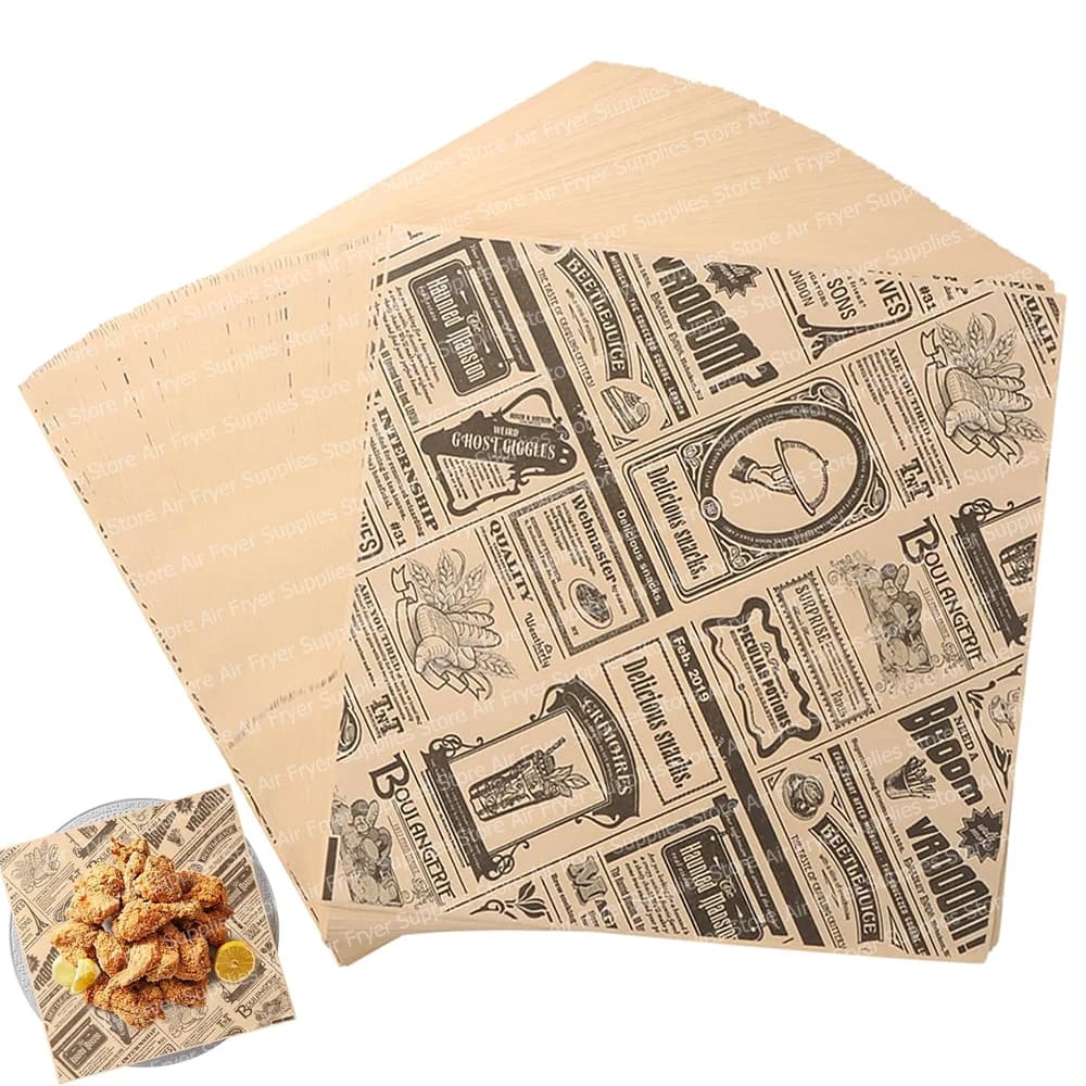 50 feuilles de papier d'emballage alimentaire 22x22cm