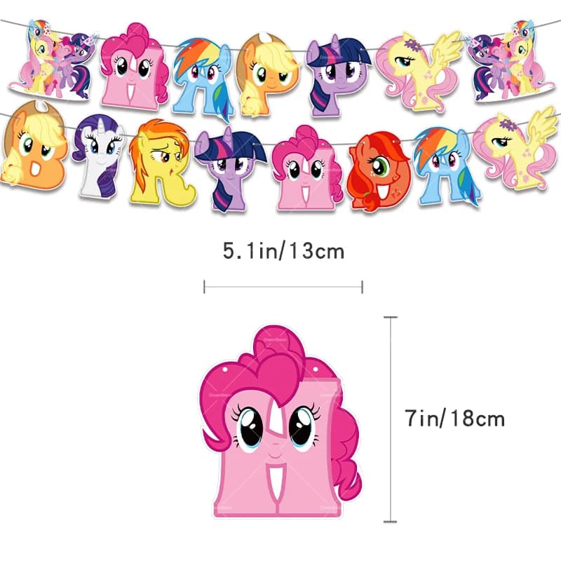 Mon petit poney feuille Latex ballon joyeux anniversaire fête décoration bannière gâteau Topper enfant événement fournitures toile de fond jouets jetables