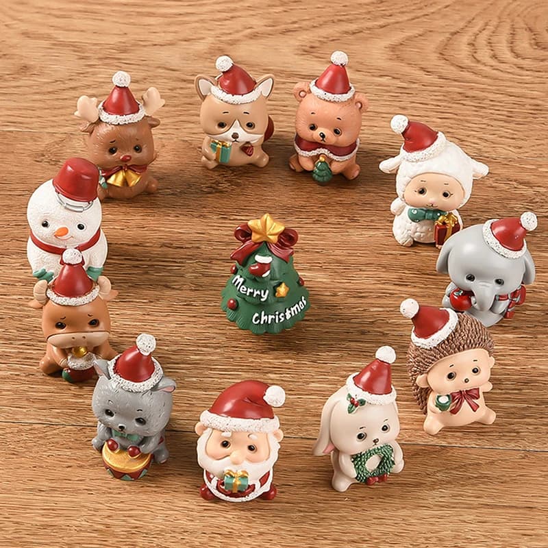 Série de noël artisanat résine Animal fête créative Mini arbre de noël vieille fille enfants mignon cadeau décoration de la maison fournitures décor