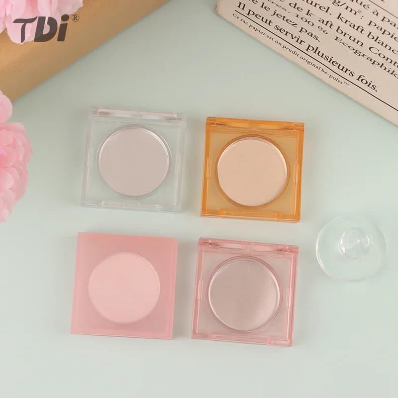 Boîte carrée de crème de parfum, fard à joues, correcteur, étui vide avec plaque en aluminium, récipient cosmétique en plastique, étui de maquillage transparent