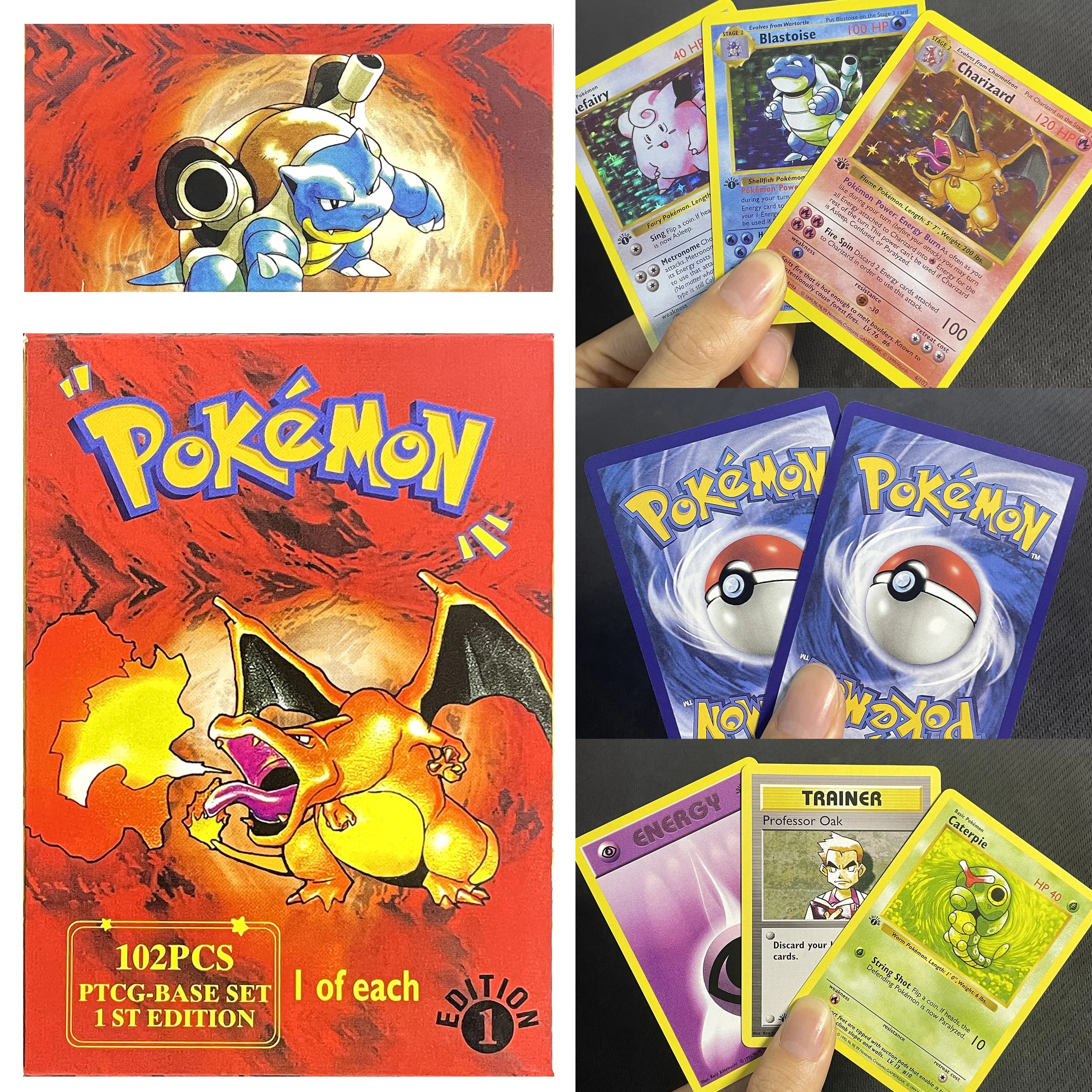 102 pièces 1ère édition Pokemon Base Set1 cartes Chansey Charizard Ninetales boîte d'emballage PTCG classique Anime Collection carte proxy