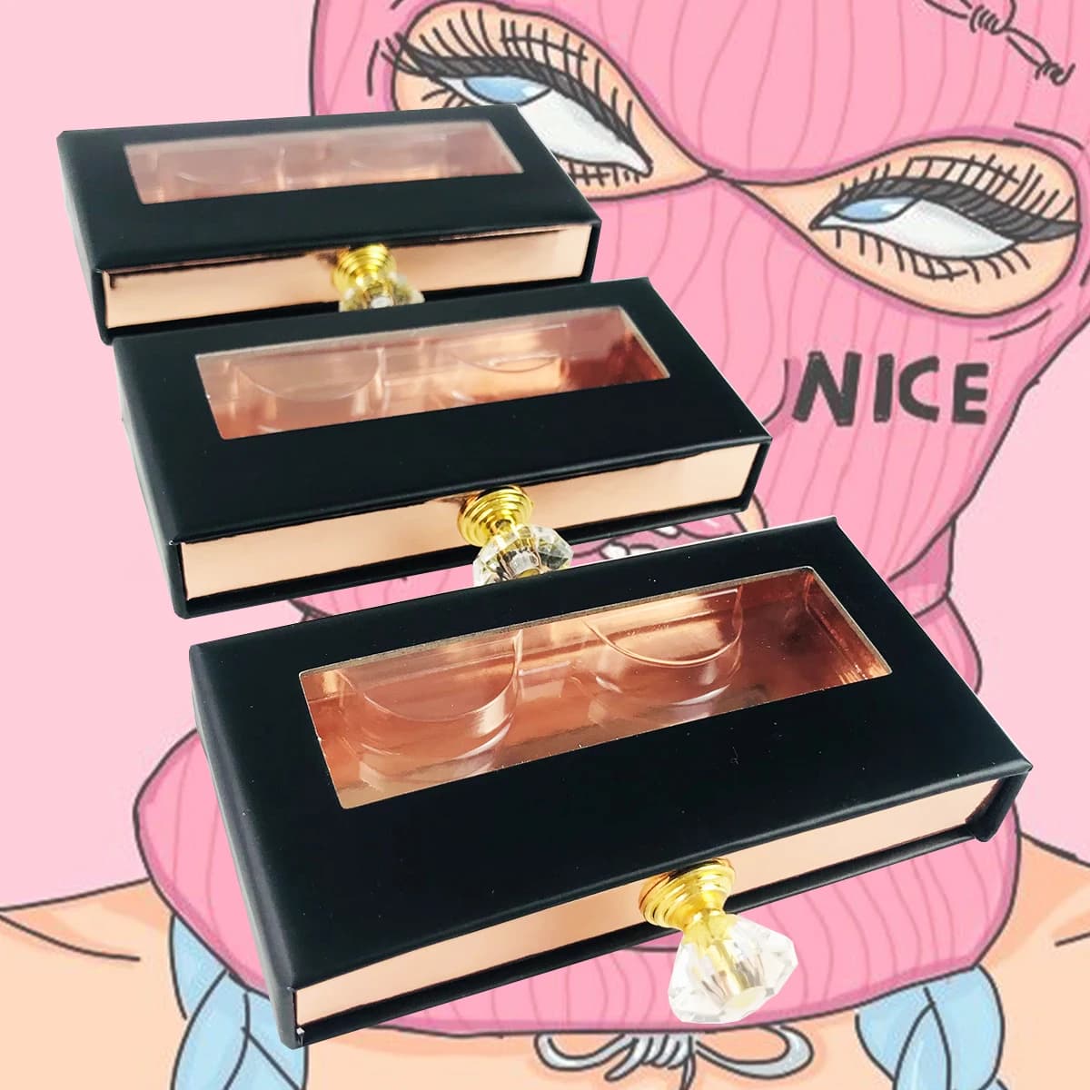 Boîte à Cils Personnalisée avec Logo, Étui de Maquillage GT, Vente en Gros