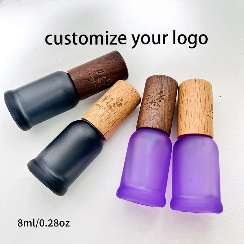 Bouteille vide en verre dépoli/boule gravée au Laser, 50 pièces, 8ml, personnalisation du Logo, pour parfum, huiles essentielles, récipient coloré