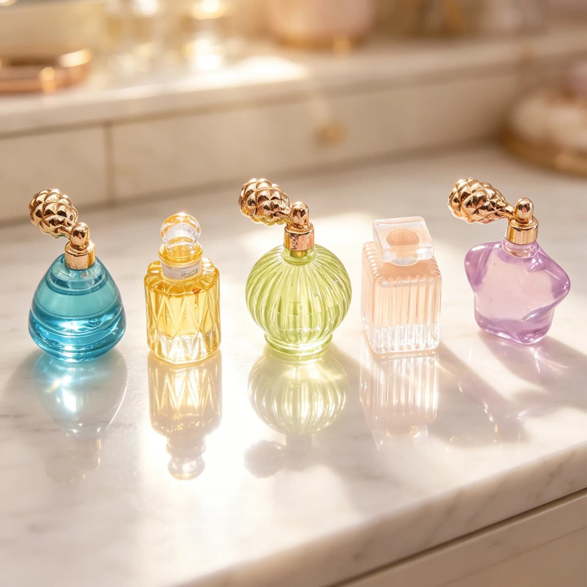 Mini bouteille de parfum en résine colorée