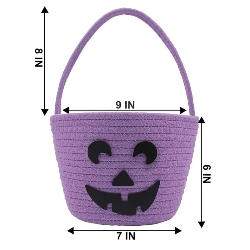 Panier d'Halloween B78B-2X pour enfants, panier de friandises ou de farces, seau à bonbons en forme de citrouille mignon, sacs pour filles/garçons, paniers cadeaux vides