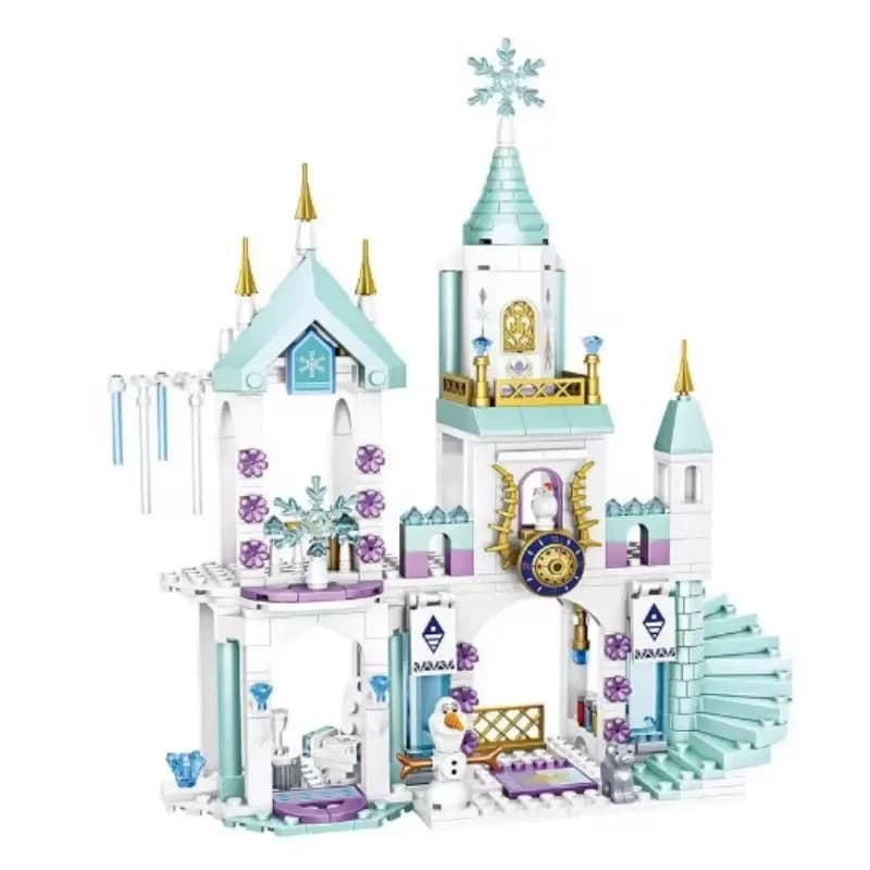 Blocs de construction château de neige princesse la reine des neiges Disney, ensembles de films, jouets éducatifs assemblés, cadeaux DIY pour filles
