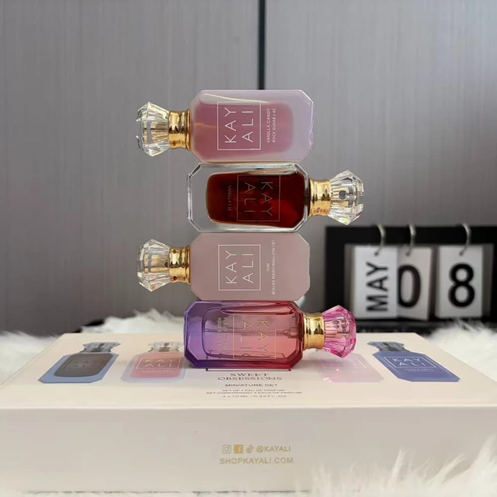 Ensemble de parfums miniatures 40 ml, 4 x 10 ml, vanille sucrée, bonbons, guimauve, rose, eau de parfum, coffret cadeau, parfum longue durée pour femmes