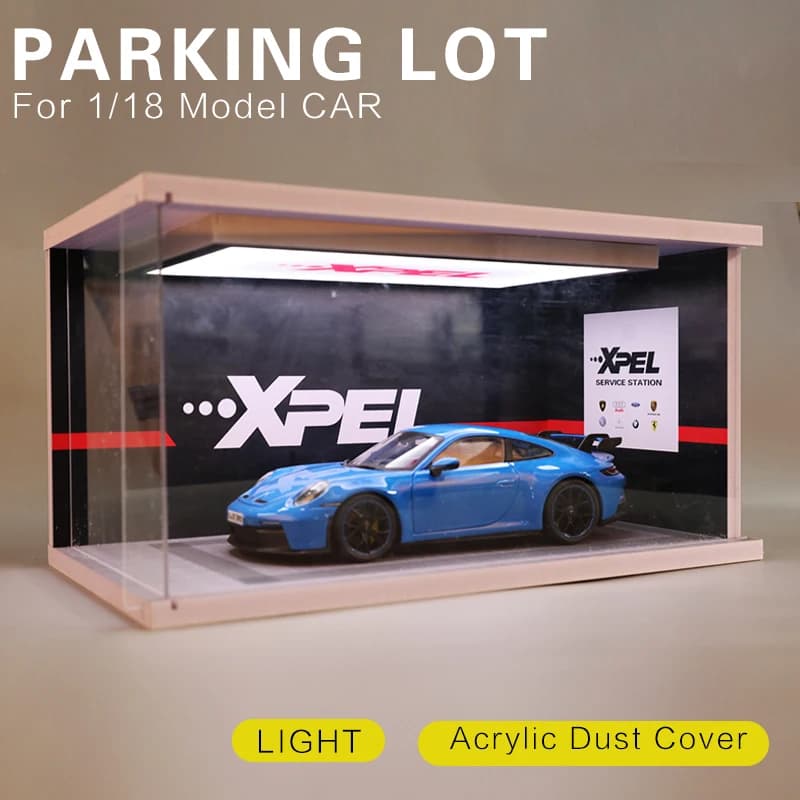 Modèles de voiture 1:18, modèle de Garage de stationnement solide avec lumières et couvercle anti-poussière en acrylique