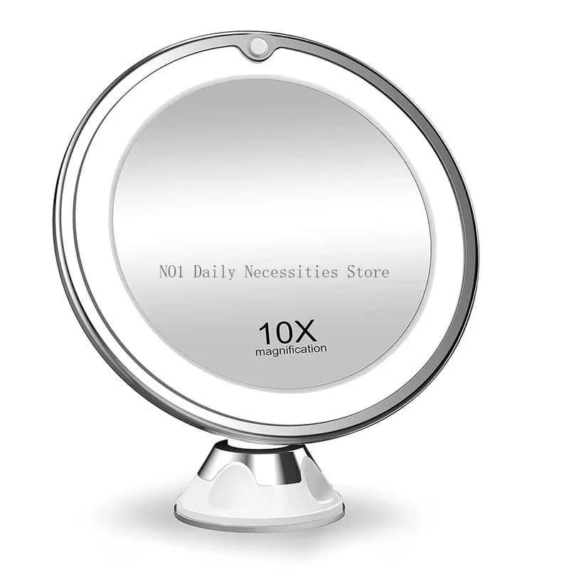 Miroir de maquillage avec éclairage LED, grossissement 10x, vertical, essentiel pour le bureau, facilitant le maquillage, miroir de vanité, rond