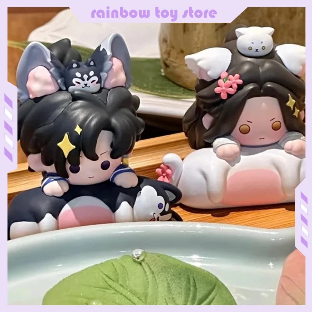 Le Husky et son chat blanc Shizun ‌   Boîte aveugle la série d'autocollants est une boîte mystérieuse mignonne, cadeaux d'anniversaire et d'halloween pour enfants, jouets