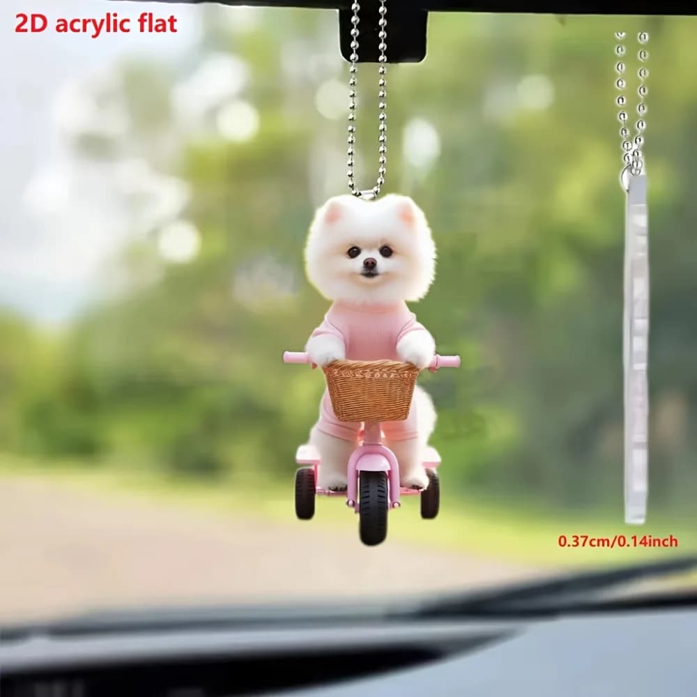 Pendentif en acrylique pour chiot mignon, breloque polyvalente, chien blanc, porte-clés de vélo pour miroir de voiture, sacs à dos, maison, fête Festive, cadeau, décoration