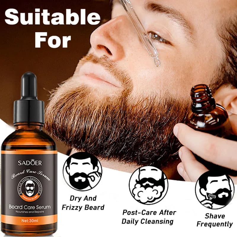 Kit de soin de la barbe pour homme, huile à barbe, baume à barbe, hydratant, nourrissant, adoucissant et lissant, avec outils de coupe et brosse