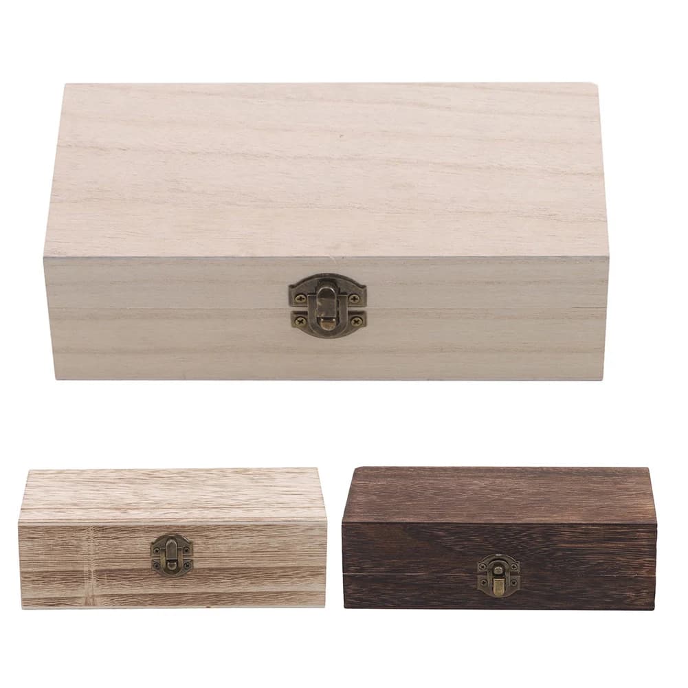Boîte de rangement rectangulaire en bois, boîte rétro en bois à clapet, boîte-cadeau en bois, boîte à bijoux, organisateur de bureau