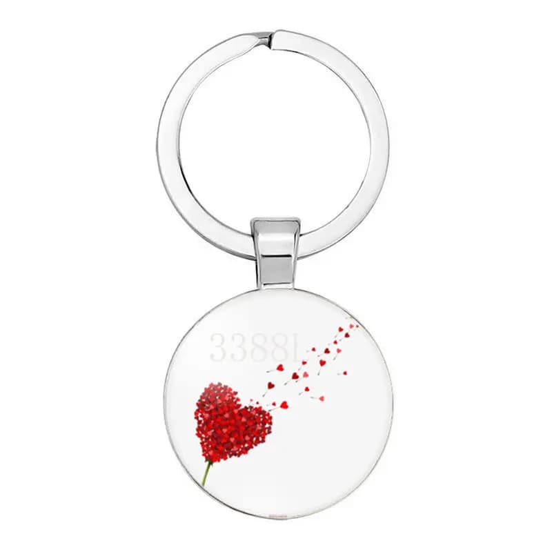 Porte-clés en alliage avec pendentif en verre, motif d'amour rouge coloré, chérie, amour pour toujours, cadeau de la fête du Léon