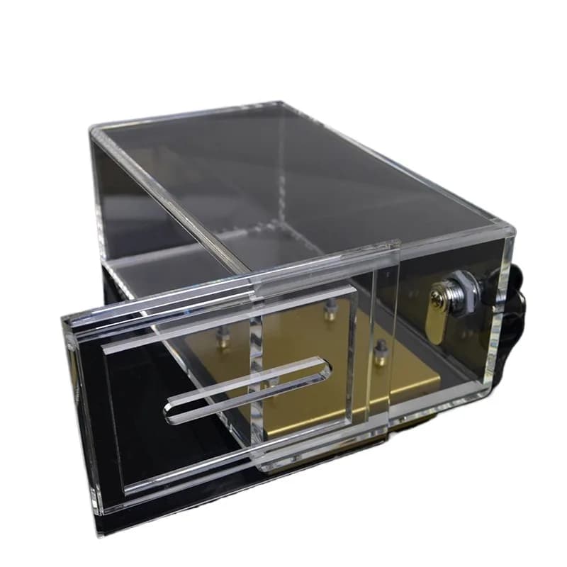 Boîte à embout transparente en acrylique avec serrure, contenant à eau pour factures en papier et pièces de monnaie, renforcement sécurisé des conseils avec le concessionnaire