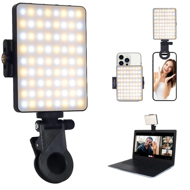 Lumière de remplissage pour téléphone portable, Rechargeable, 3 Modes de luminosité réglable, lampe LED à clipser pour maquillage de téléphone portable, lumière de remplissage pour ordinateur