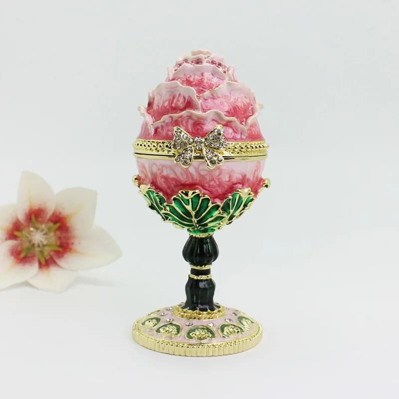 SHINNYGIFTS cadeau de saint valentin émaillées roses oeuf boîte décorative créative bibelot boîte de rangement ornements