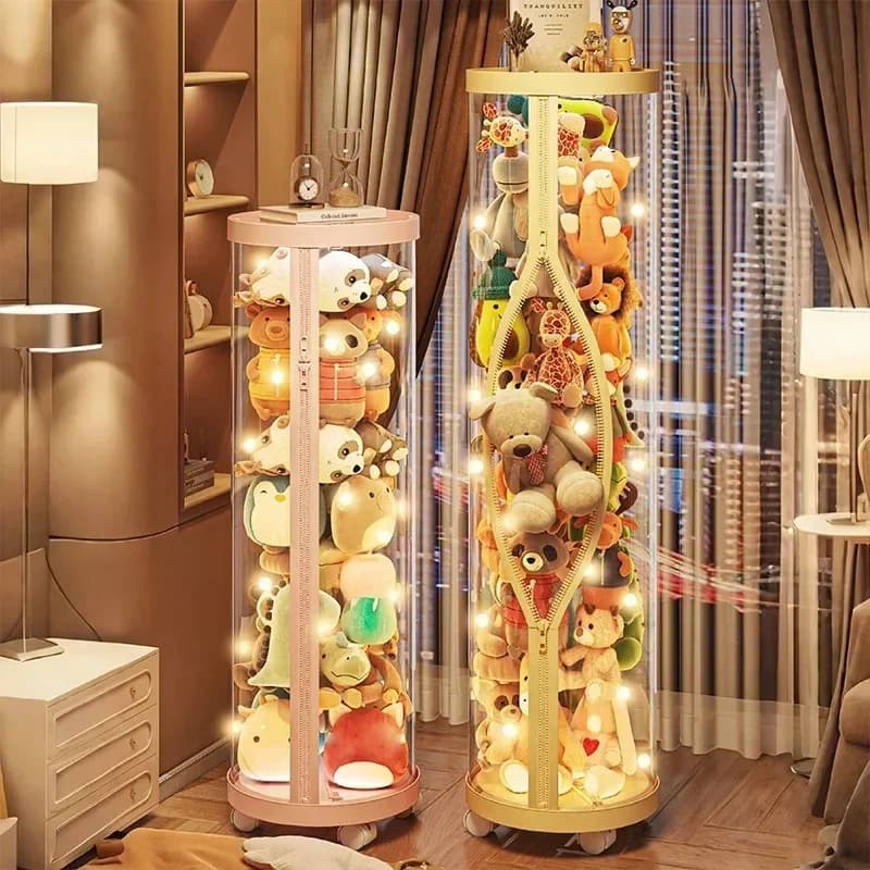 Boîte de rangement transparente pour poupée, jouet en peluche, Tube de rangement pour jouets, bacs à fermeture éclair, cadeau de noël pour enfant, organisateur de jouets pour enfants