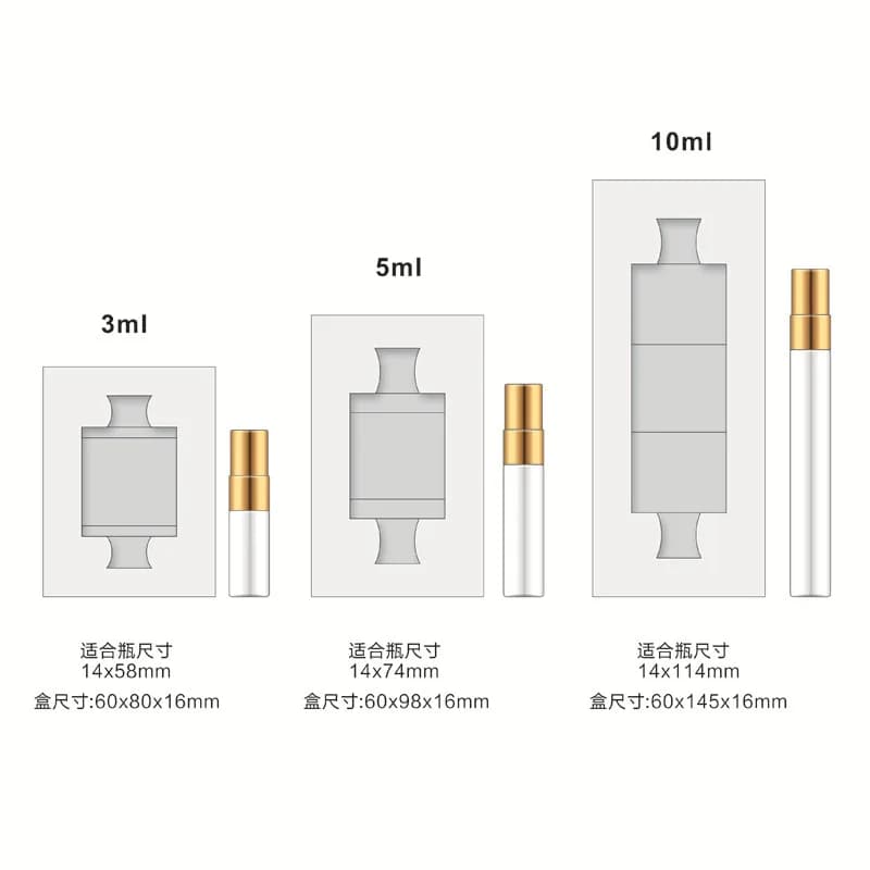 Boîte d'emballage de bouteilles de parfum, 1 pièce, pour flacon pulvérisateur de 3ml, 5ml, 10ml, boîte-cadeau, échantillon de parfum, Carton d'emballage, boîte noire et blanche