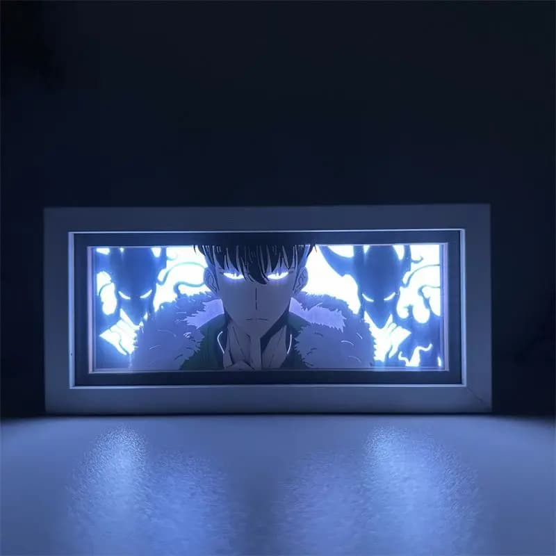 Boîte d'ombre coupée en papier de nivellement Solo, boîte à lumière Led pour décor de chambre, boîte à lumière, cadeau d'anniversaire pour enfant, lampe de Table Anime, puissance