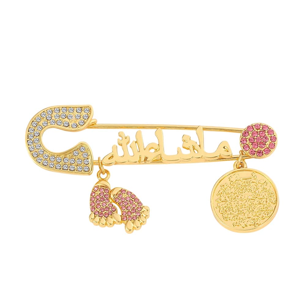 Broche pour bébé musulman, motif islamique Mashallah Allah turc, quatre Suras Gul, Marsala de l'Islam, accessoires vestimentaires, cadeaux