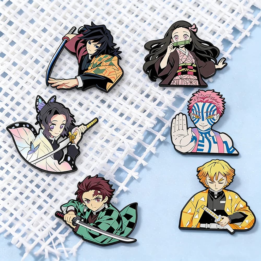 6 épingles en émail Anime Demon Slayer Kimetsu no Yaiba, personnages Zenitsu, Nezuko, Tanjiro, Giyuu, badges métalliques, épingles à revers