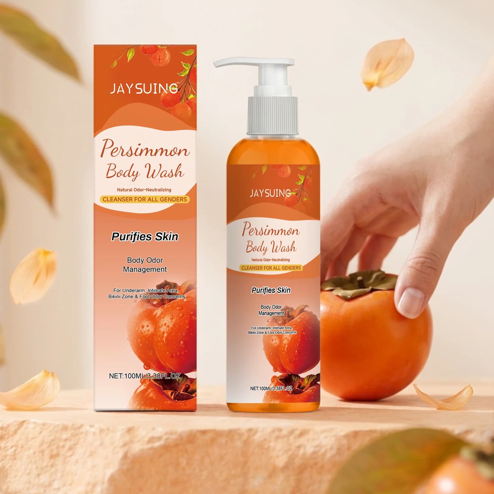 Gel Douche au Kaki Nettoyant Doux Désodorisant Exfoliant Maintient le Confort de la Peau Contrôle Longue Durée du Sébum Lavant Corporel Parfumé
