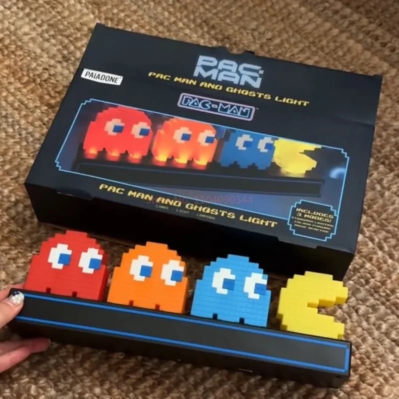 Lampe d'ambiance Pac-Man Pixel à détection sonore et rythme musical, décoration de salle de jeu, cadeau d'anniversaire pour garçons, réduction du bruit