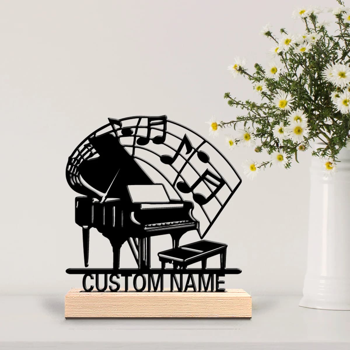 Statues en métal de piano à queue personnalisées, nouveau design, cadeau pour les amateurs de musique, avec cadre en bois, parfait pour les musiciens, 1 pièce