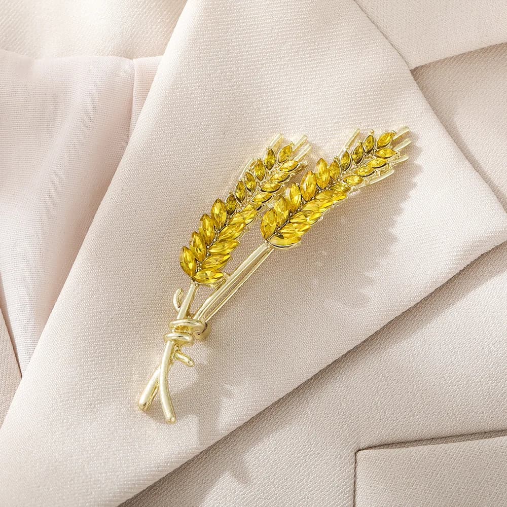 Broche accessoires haut de gamme Corsage hommes et femmes broche oreilles de blé luxe tempérament costume nouveau or strass vêtements décoration