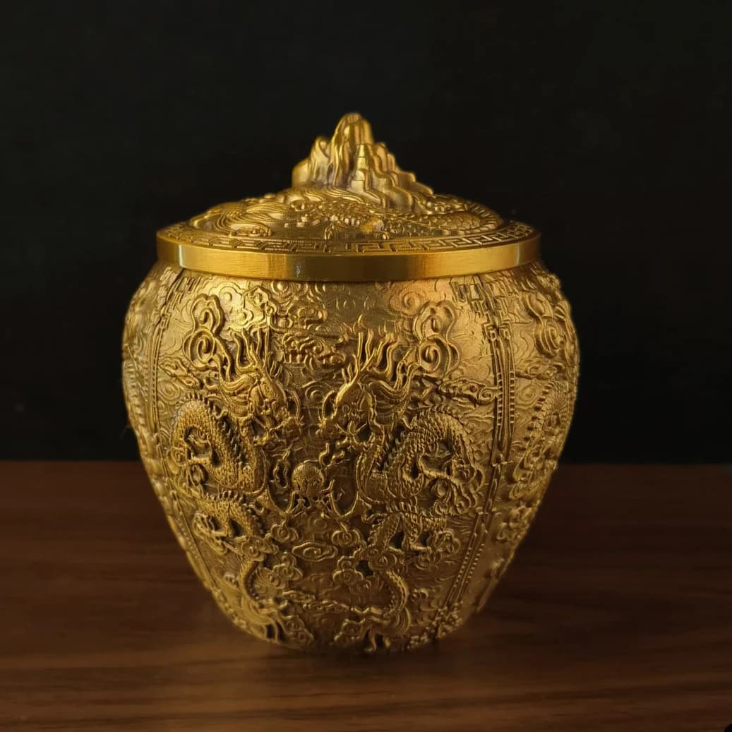 Boîte à thé Dragon et Phoenix, boîte à café en sucre, humidité domestique, pot scellé, caddie à thé Pu'er, ustensiles de cérémonie du thé