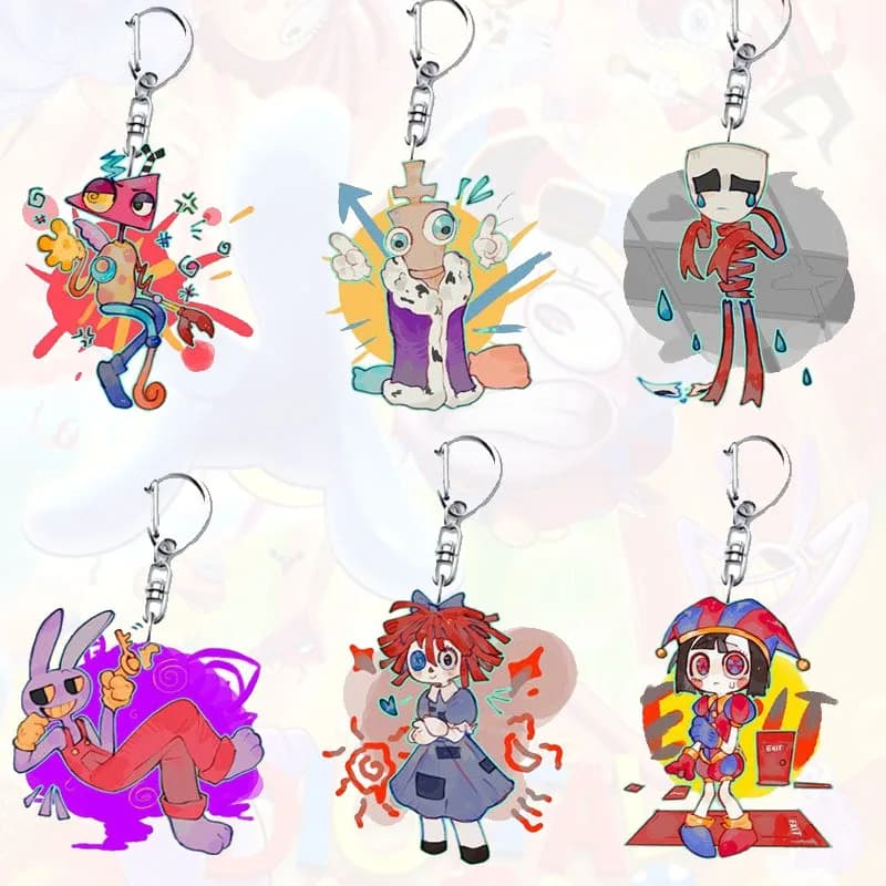 Porte-clés en acrylique Thème Cirque, Dessin Animé pour Enfants, Accessoire de Sac, Cadeau d'Anniversaire Exquis pour Étudiant