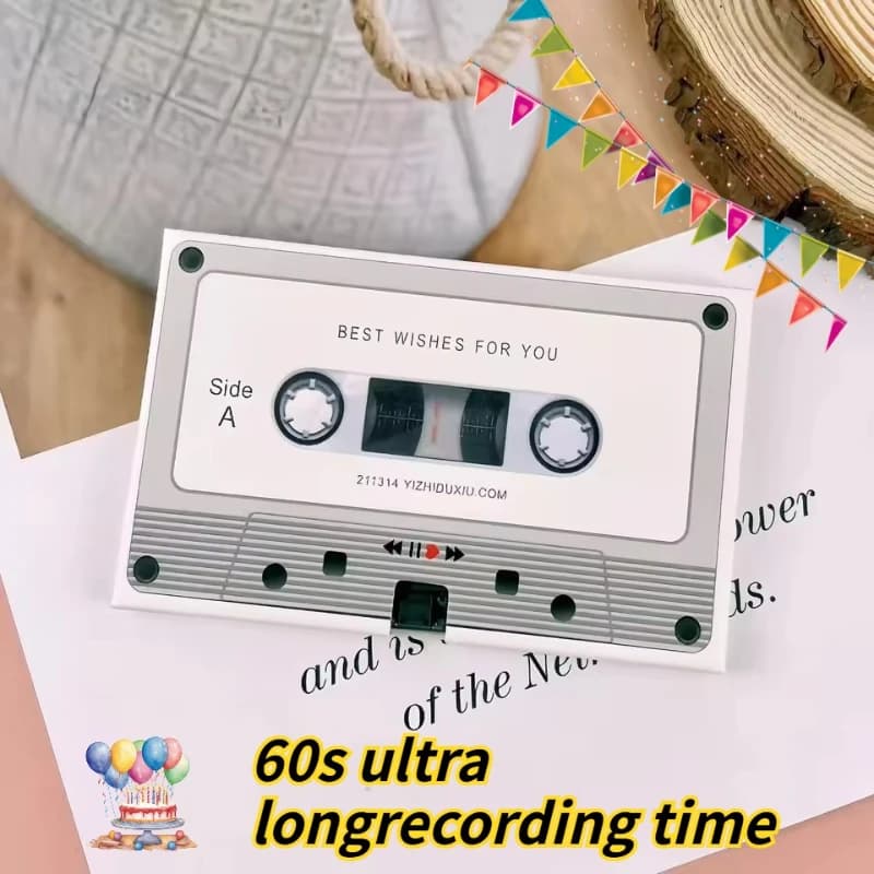 Carte de vœux artisanale surprise : Cassette enregistreuse de messages et bande vocale – Cadeau idéal pour les anniversaires et les célébrations