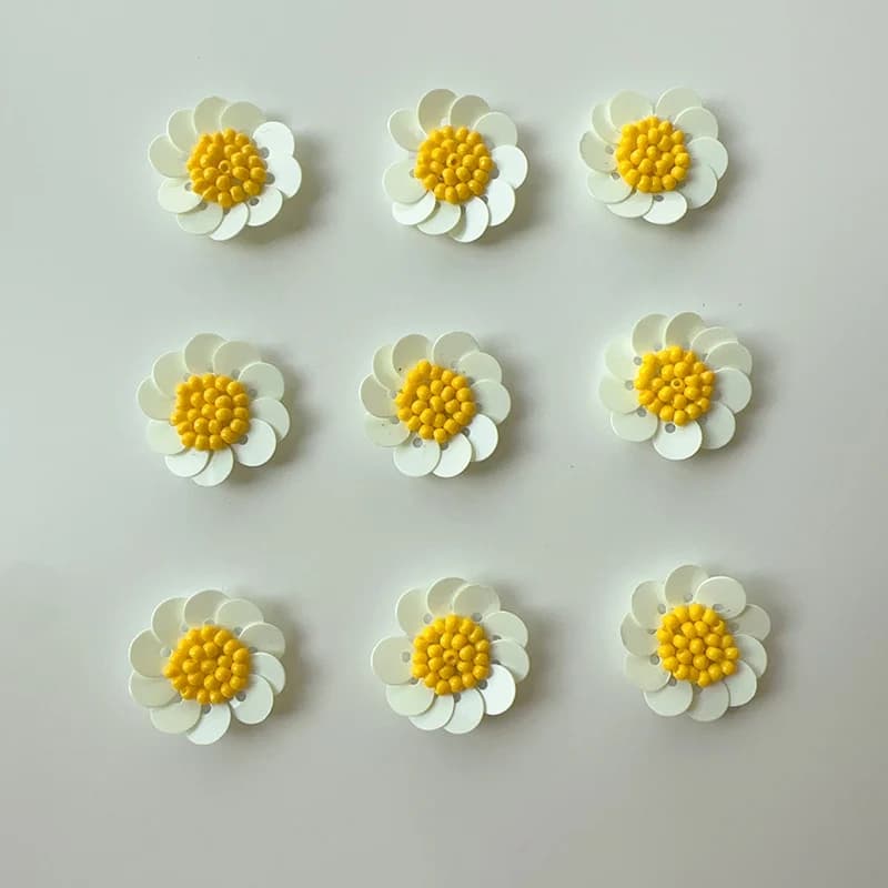 Patch à coudre de fleurs perlées à paillettes de 2 CM, 5 pièces, pour sac à vêtements, accessoires de décoration DIY, jaune disponible, sans colle