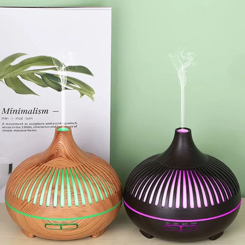 Diffuseur d'huiles essentielles d'aromathérapie sans fil, 500ML, poêle à bois, humidificateur d'air ultrasonique frais avec 7 lumières LED colorées