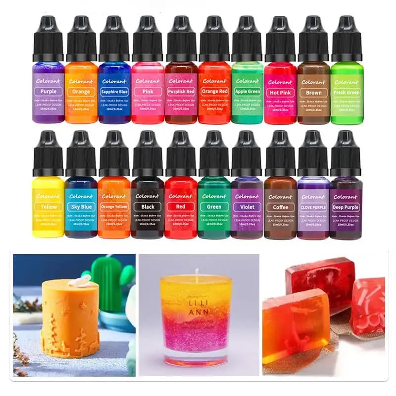 Pigment de colorant de bougie d'aromathérapie, colorant liquide, moule de bougie de bricolage, coloration de Regina, artisanat fait à la main, pigment de résine, 20 couleurs