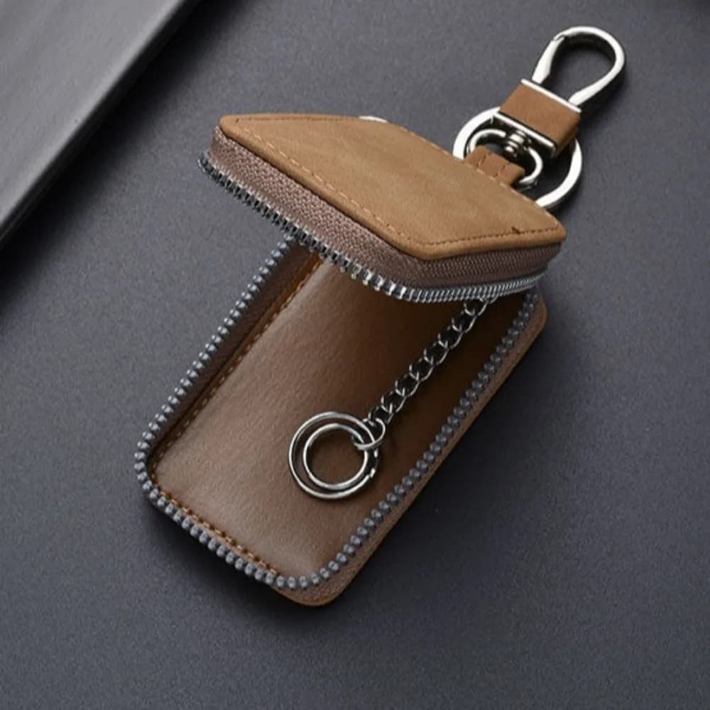 Pochette à clés en cuir vintage avec fermeture éclair, porte-clés multifonctionnel, pochette organisatrice, porte-monnaie grande capacité pour hommes et femmes