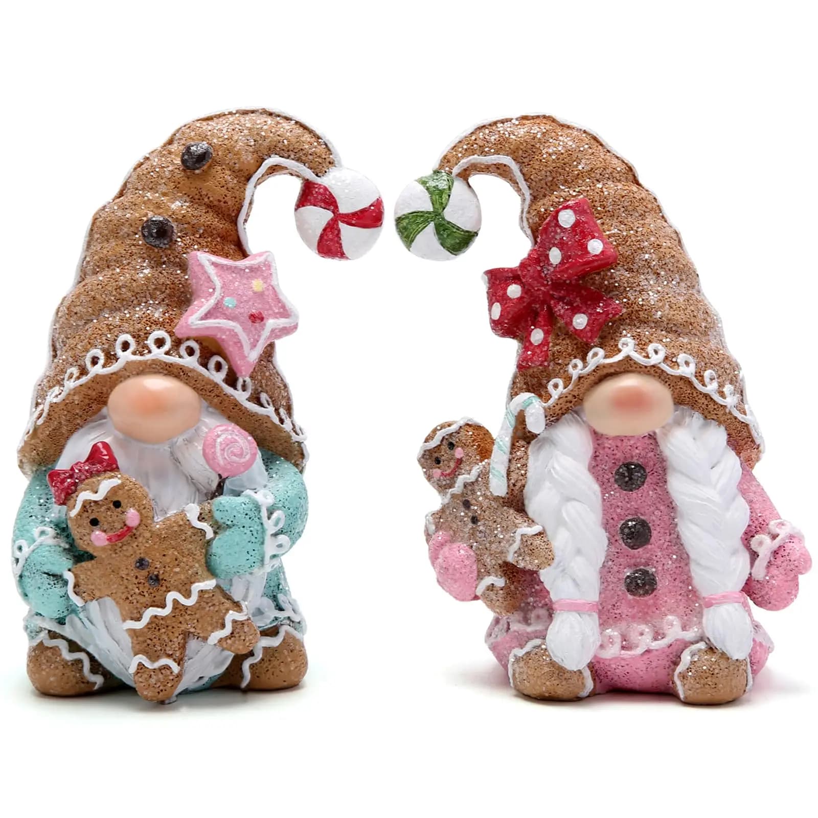 2 pièces noël pain d'épice homme Gnomes décorations noël suédois Tomte Figurines décor à la main elfes de noël pour cadeau de noël